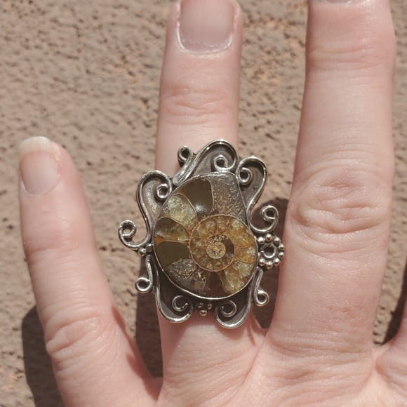New Unique Ammonite 925 Silver Ring. - Picture 3 of 12